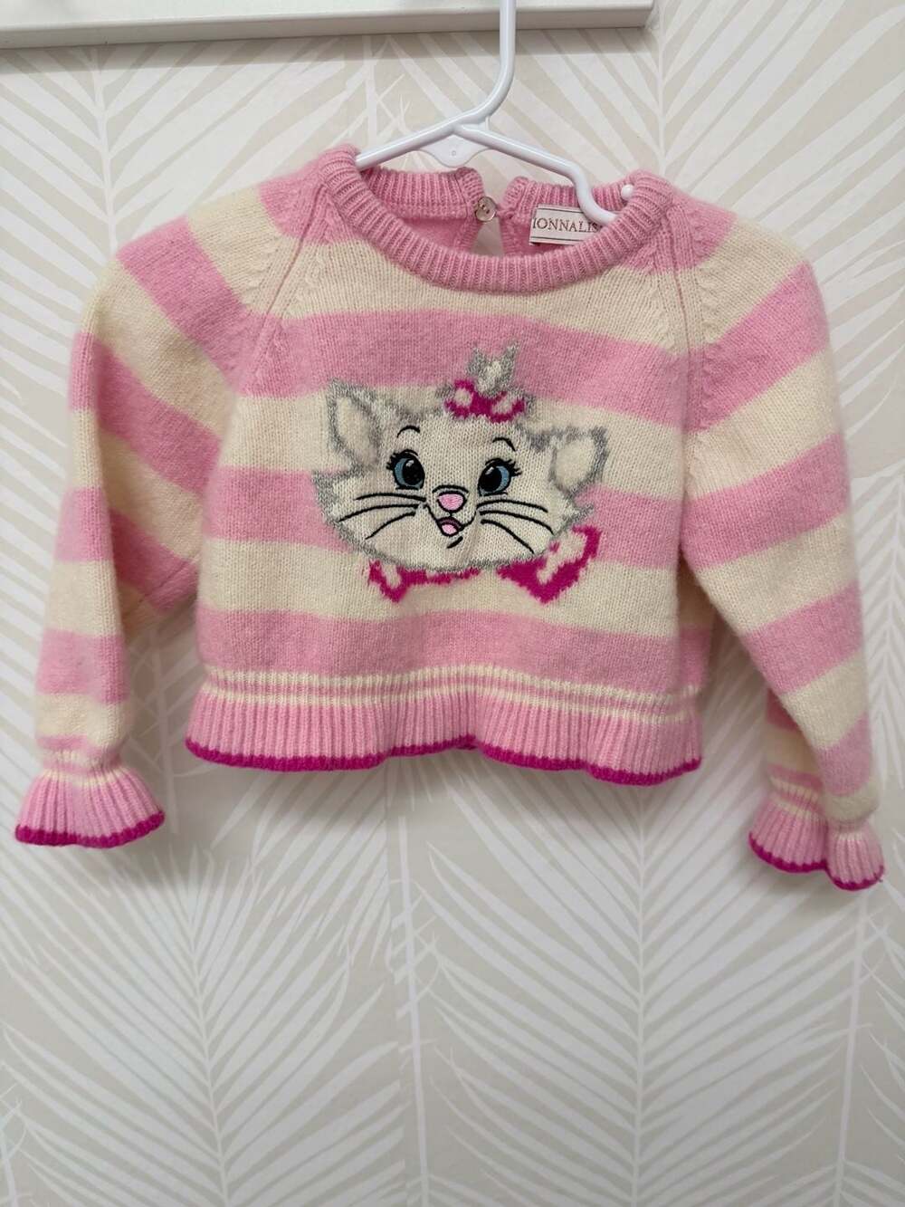 Monnalisa Disney Marie Aristocats Striped Wool Cashmere Sweater Size 36M